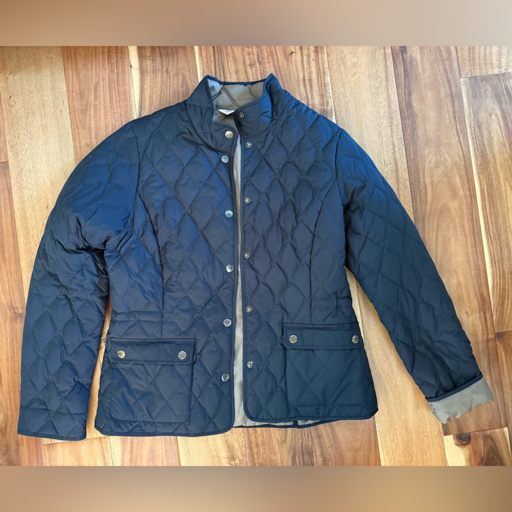 EDDIE BAUER GOOSE DOWN Womens Medium Black Quilted Snap Button Pocket Jacket